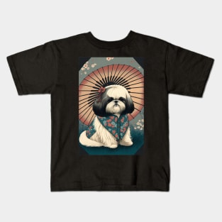 Super Cute Shih Tzu Portrait - Japanese style Kids T-Shirt